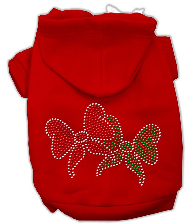 Christmas Bows Rhinestone Hoodie Red XS